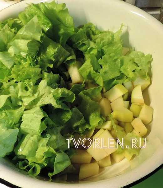 салат с курицей, ананасами и яблоком (4)